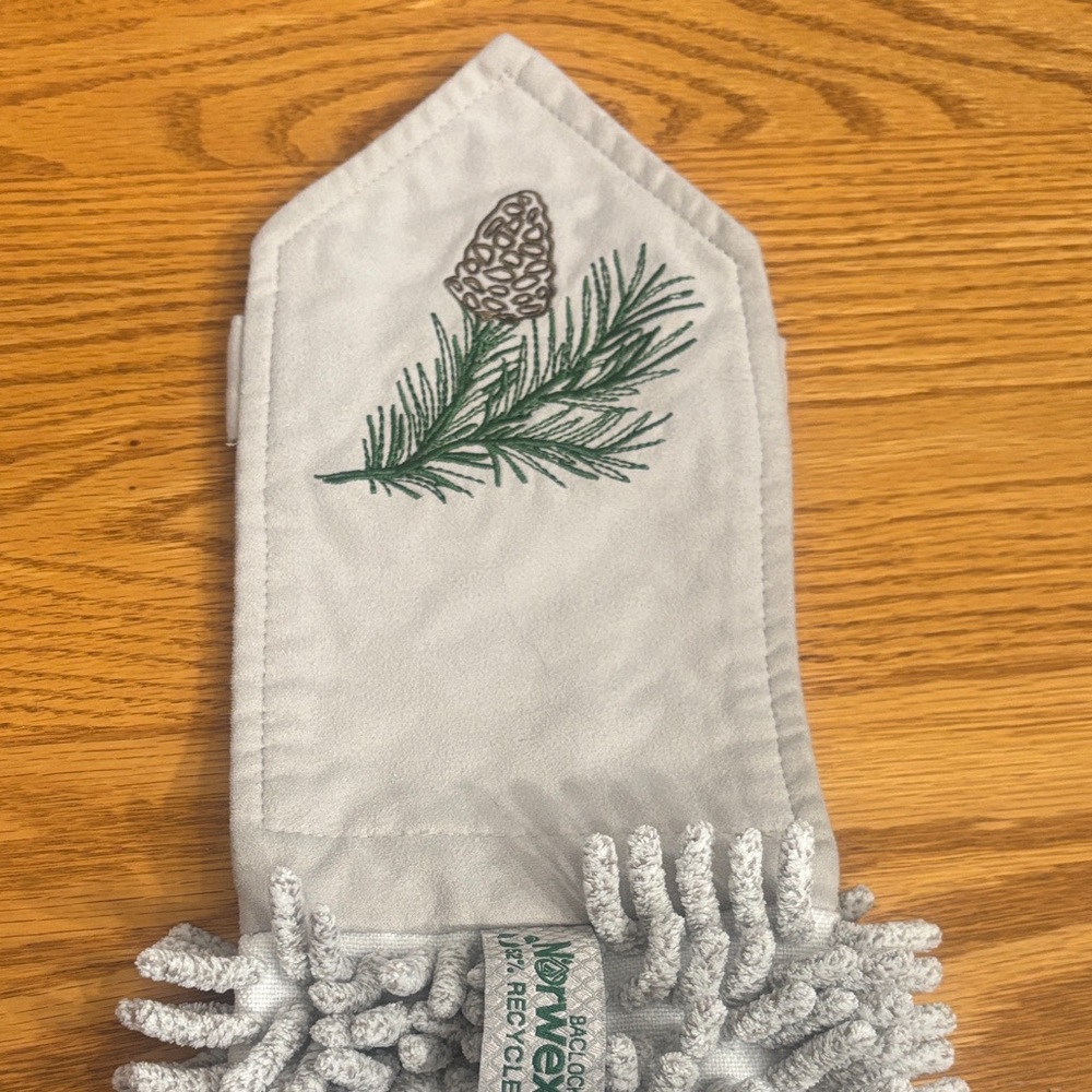 Norwex Light Gray Chenille Hand Towel with Pinecone Embroidery - Picture 2 of 5